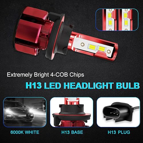 Miniatura 4 de Compatible con DODGE RAM 1500 2500 3500 2 faros (2009-2012) 9008 de haz altobajo + bombillas LED antiniebla 9145, paquete de 4
