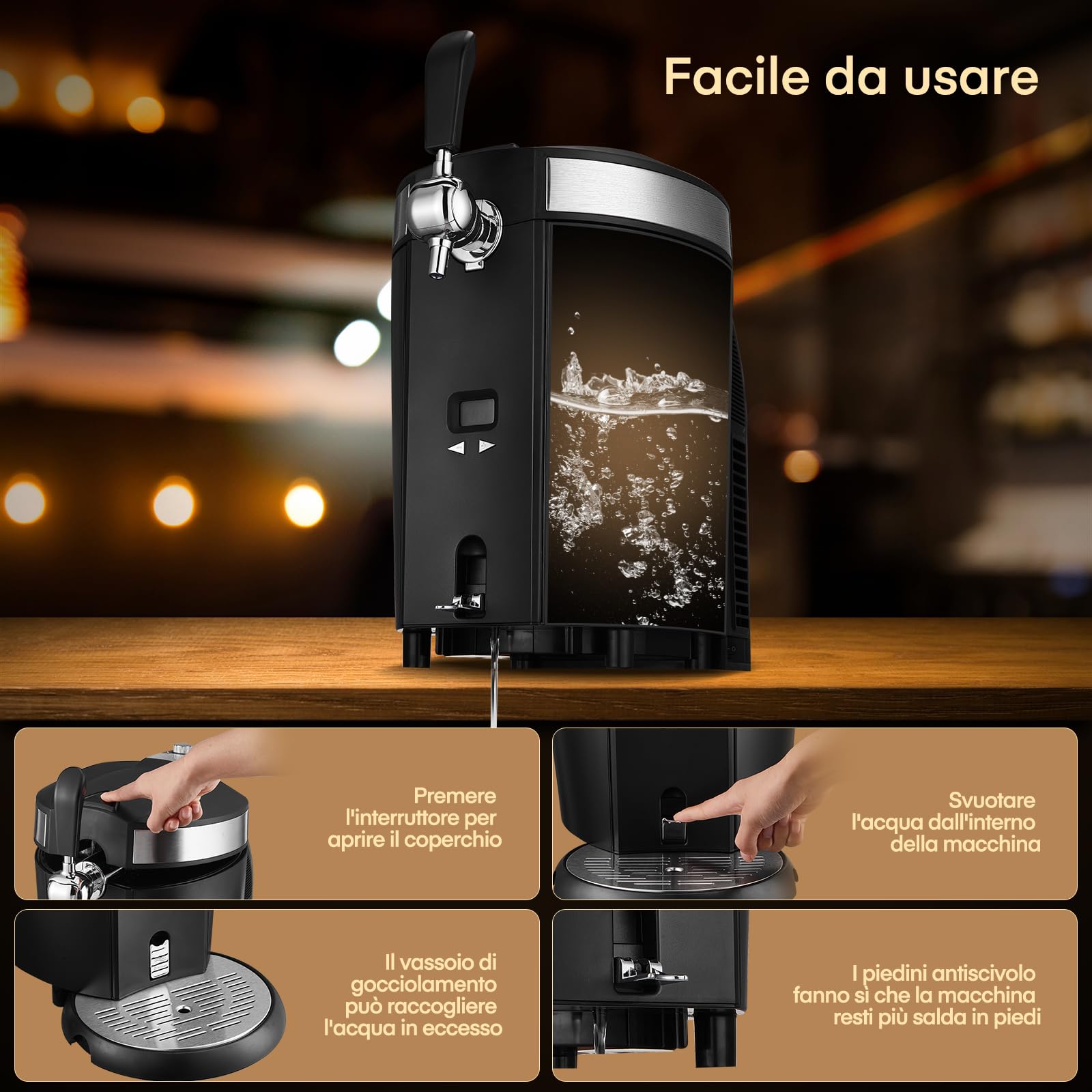 Spillatore di Birra, Impianto di spillatura per birra, Spillatore di Birra, Compatibile con Fusti Universali Pressurizzati/non Pressurizzati da 5L