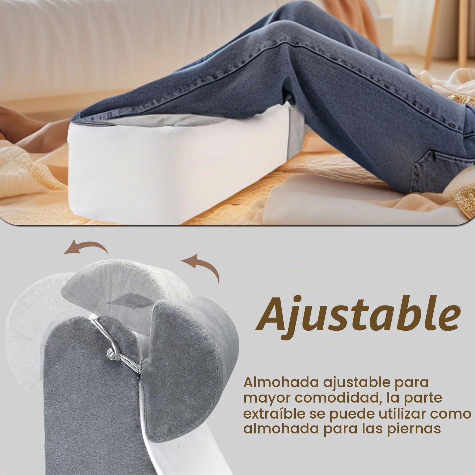 Almohada de Lectura para Cama y sofá, Almohadas de Espalda con Rollo de Cuello extraíble y reposabrazos, Adulto Cojin de Lectura, Cojín Lectura Cama ergonómica para Leer,Sentarse y acostarse