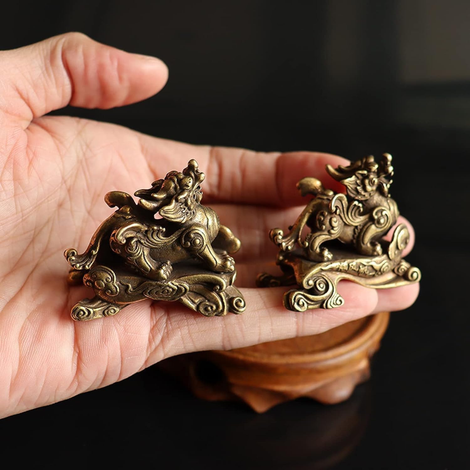 Statue Pixiu bronze bête petits ornements vintage cuivre pour bureau