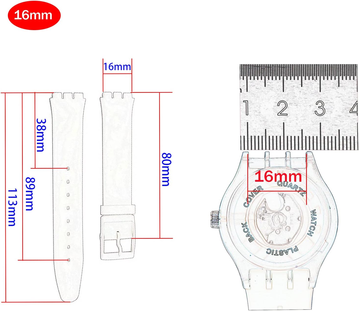 16MM Ultra-Thin Ladies Rubber Watch Band Compatible Swatch Replacement Silicone Watch Strap Waterproof Watch Wristband for Women SFK360 SFK397 and so on image 5