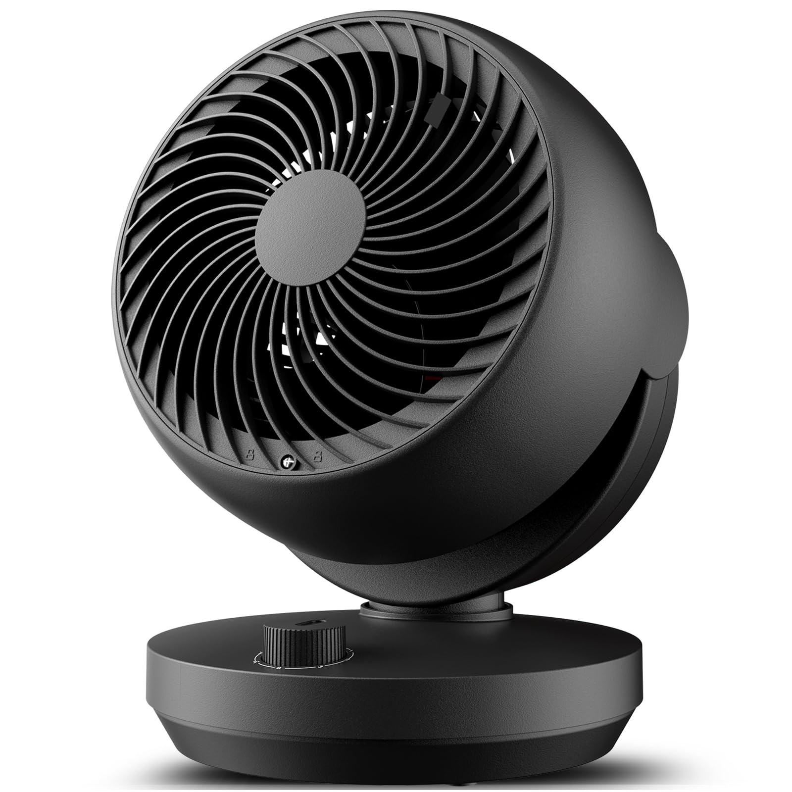 Ventilator Leise, 22dB Tischventilator mit Luftzirkulation, Leistungsstarken 3D Turbo Air Circulator, 3 Stufen & 100°/90° Verstellbarer Neigung, für Schlafzimmer, Büro und Wohnzimmer bis 21m², Schwarz