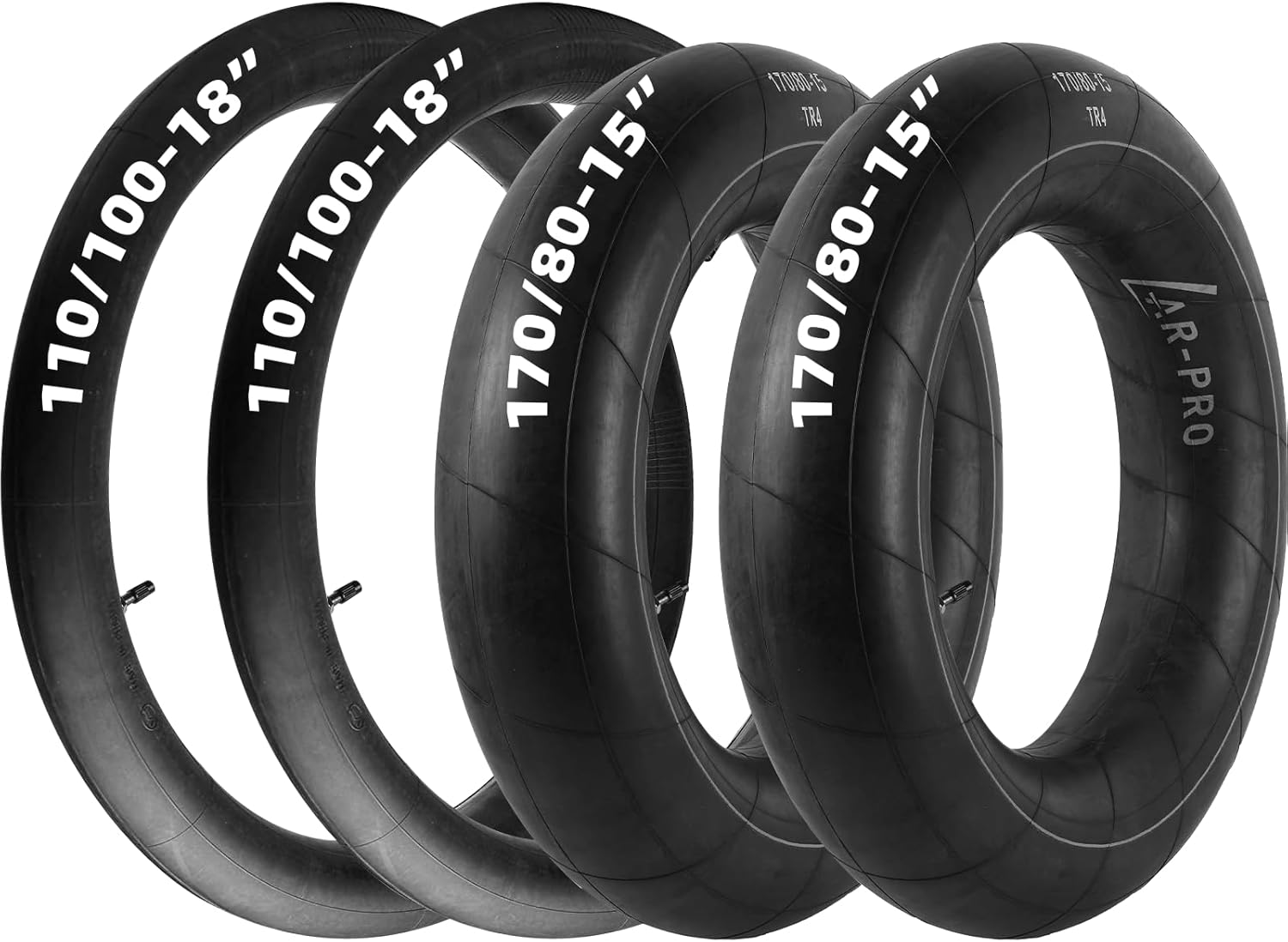 (2+2) 110/100-18 and 170/80-15 Replacement Inner Tubes with TR4 Valve Stem, Premium Rubber Inner Tube for Dirt Bike Motorcycle