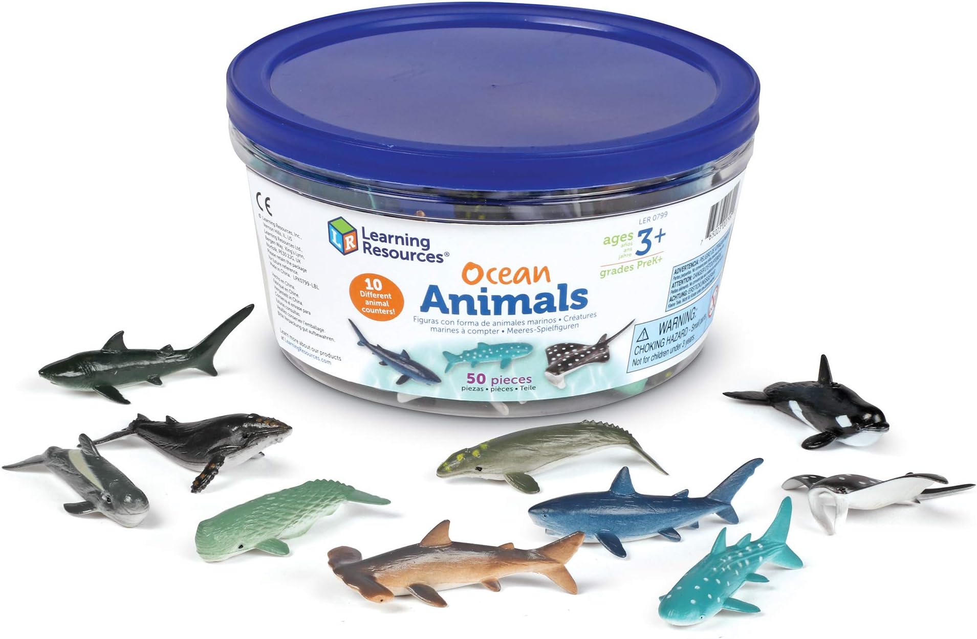 Learning Resources Ocean Animals - 50 Pieces, Ages 3+ Toddler Toys, Perfect for Math Counters and Imaginative Play