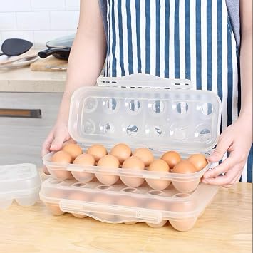 12 Grid Egg Container, 2 Packs Egg Holder Plastic Egg Storage Box Egg Organizer for Fridge Portable Egg Tray with Lid for Refrigerator Camping Hiking Outdoor Activities (12 Counts-2 Packs)