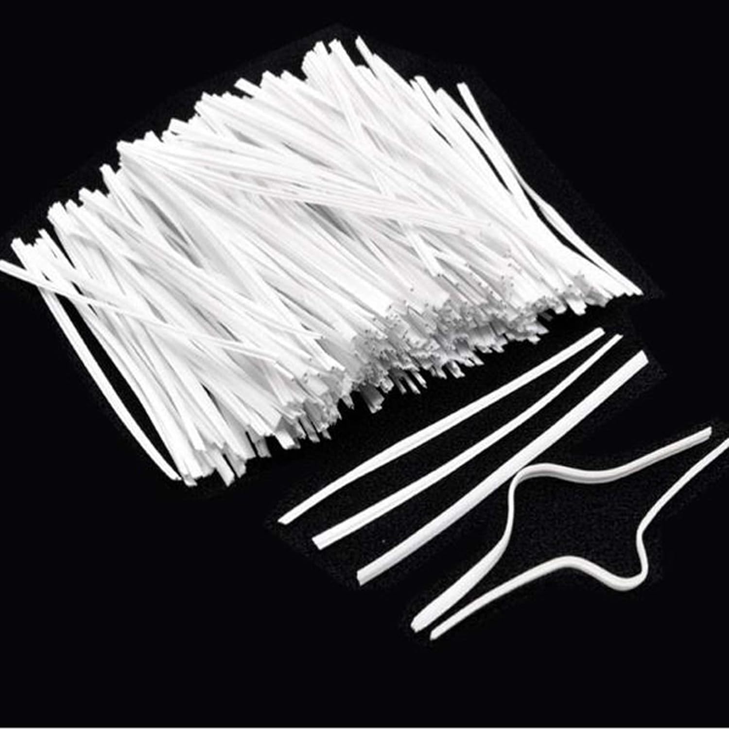 500pcs Plastic Twist Ties/Cable Ties, 5 x 1/8, Wire Gauge#24, White, Re-Usable, Washable, Moisture Resistant for Making Facial Face Mask Plants Party Cello Candy Gift Bags Cake Pops