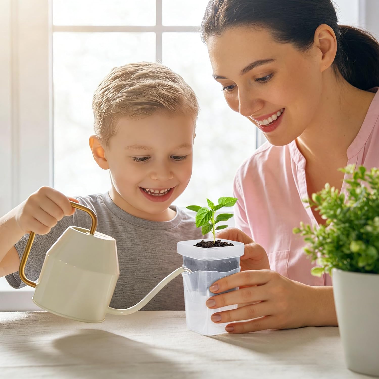 12 Pack 2.5" Self Watering Propagation Pots with Humidity Dome, Clear Plastic Seed Starter Cups, for Seedlings, Cuttings, Succulents, Herbs, Vegetables, 12 Plant Labels Included