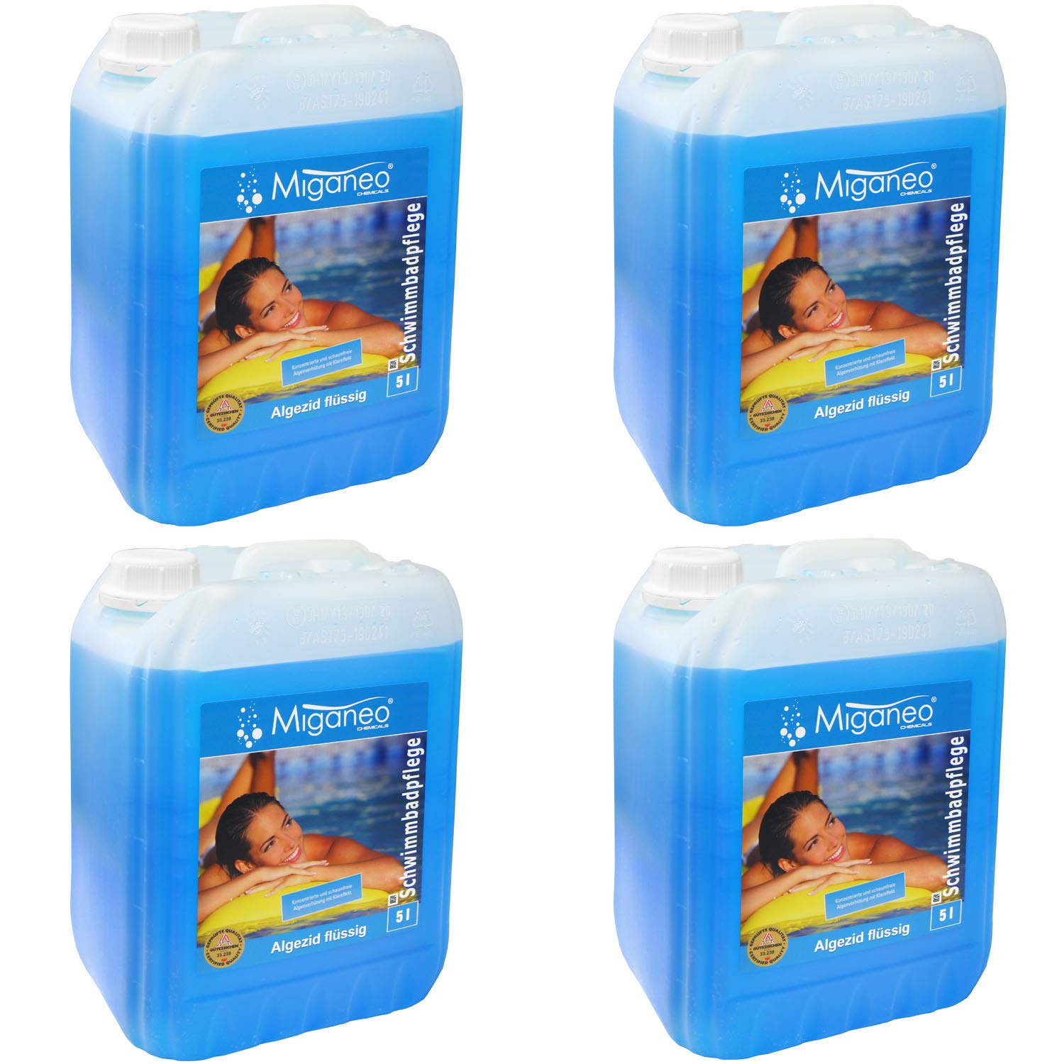 Miganeo Algezid schaumfreie Algenverhütung Algizid mit Klareffekt für Pool (20 Liter)