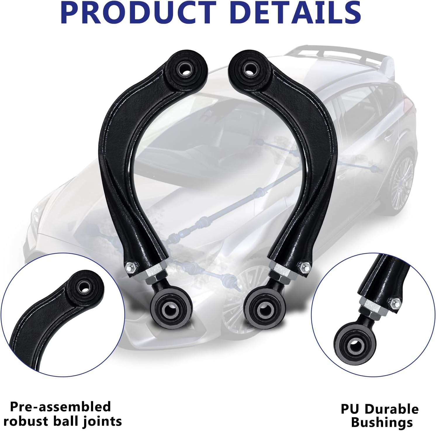 Rear Upper Lower Forward Driver Side Control Arms Bushings Suspension Kit Trailing Arm Replacement for 2000-2017 Ford Focus C-Max Mazda 3 Mazda5 Volvo C30 C70 S40 V50