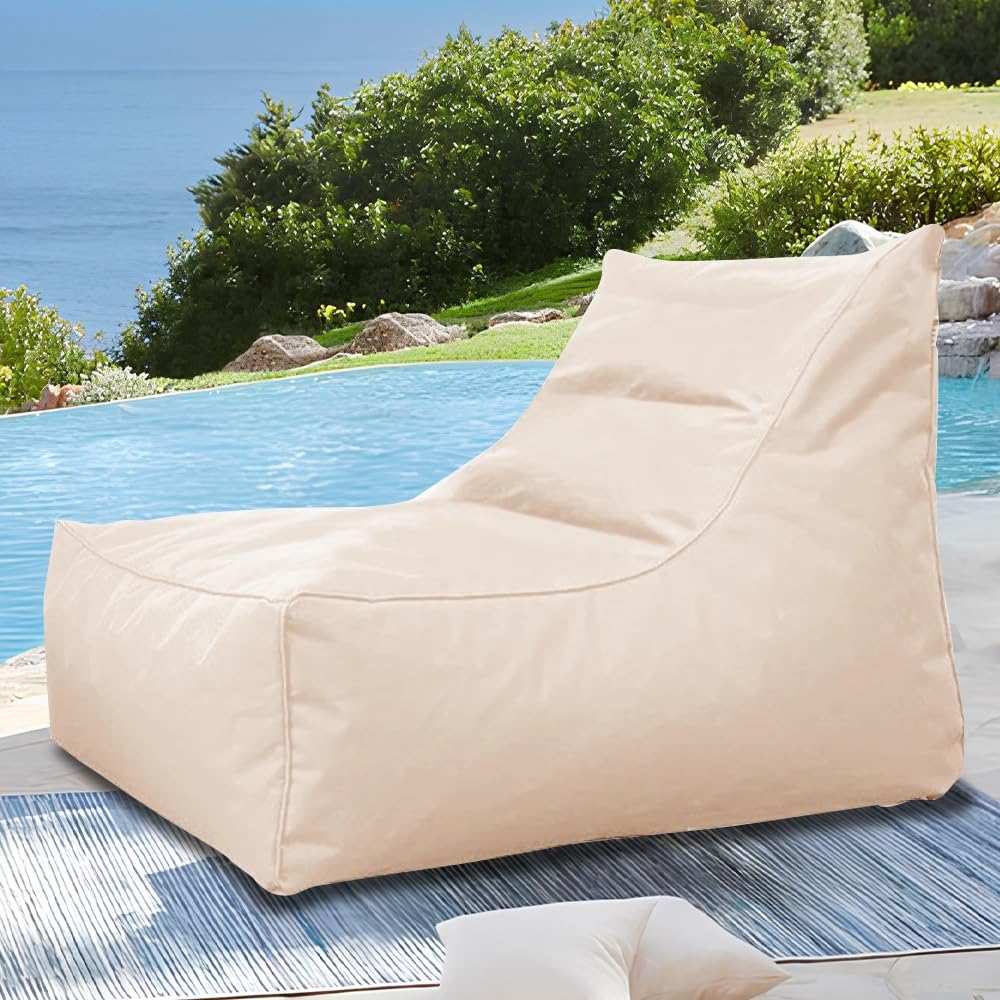 SXBCyan Housse De Pouf Imperméable sans Remplissage, Flottant for Piscine, Extérieur, Oxford, Chaise Longue Flottante, Canapé-lit(80cm-Light Sand)