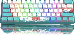 Womier WK61 V2 60% Mechanical Gaming Keyboard - Hot-Swappable Red Switches, RGB Backlit, PBT Keycaps, Noise-Dampening, Blue