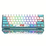 60% Percent Keyboard,WK61 V2 Mechanical RGB Wired Gaming Keyboard,Hot-Swappable Creamy Key Board with PBT Keycaps,Linear Red Switch for Windows/MAC (Blue)