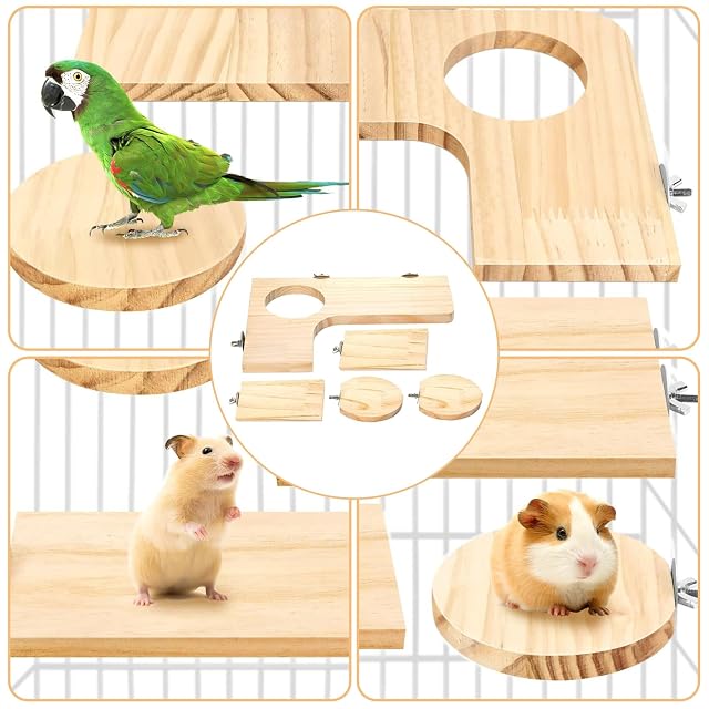 Foto 2 de 7 de ZYQUES Juego de 4 accesorios para hámster, plataforma para animales pequeños, plataforma para hámster, piso