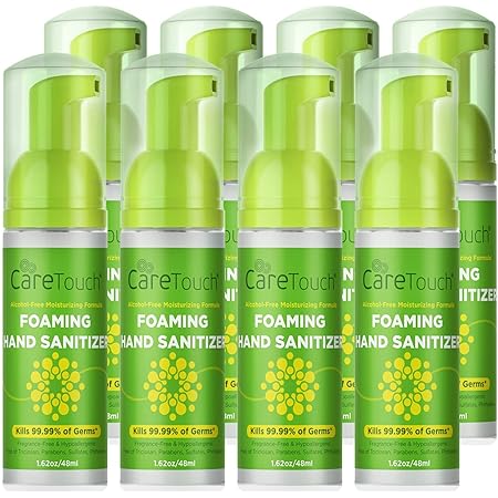 Care Touch Foaming Hand Sanitizer - Alcohol Free, Hand Sanitizer Travel Size, For Home, Travel, and Office Use, 1.62oz Bottles (Pack of 8)