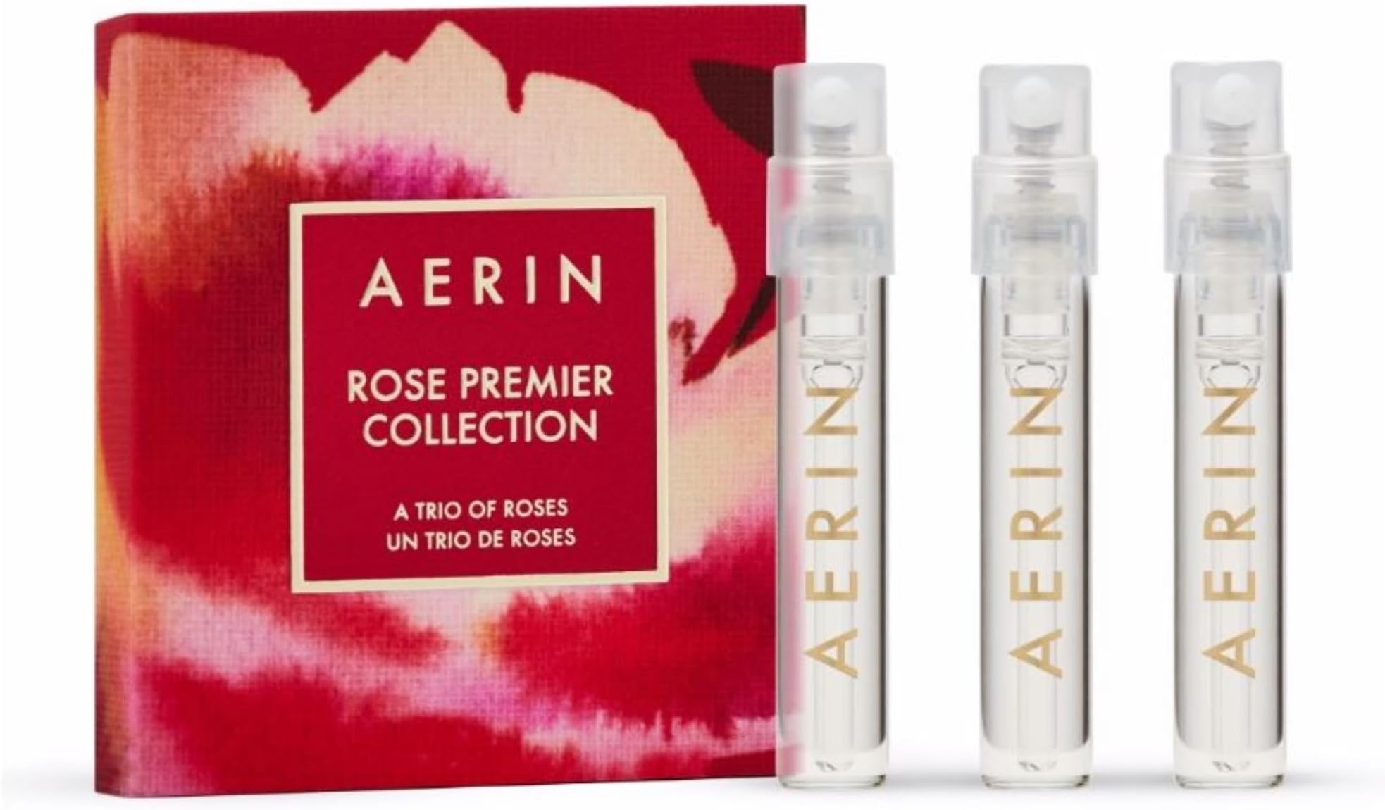 AERIN Rose Premier Collection - Trio of Roses - Sample Size - Parfum & Eau De Parfum - Rose De Grasse, Grasse Joyful Bloom, Rouge