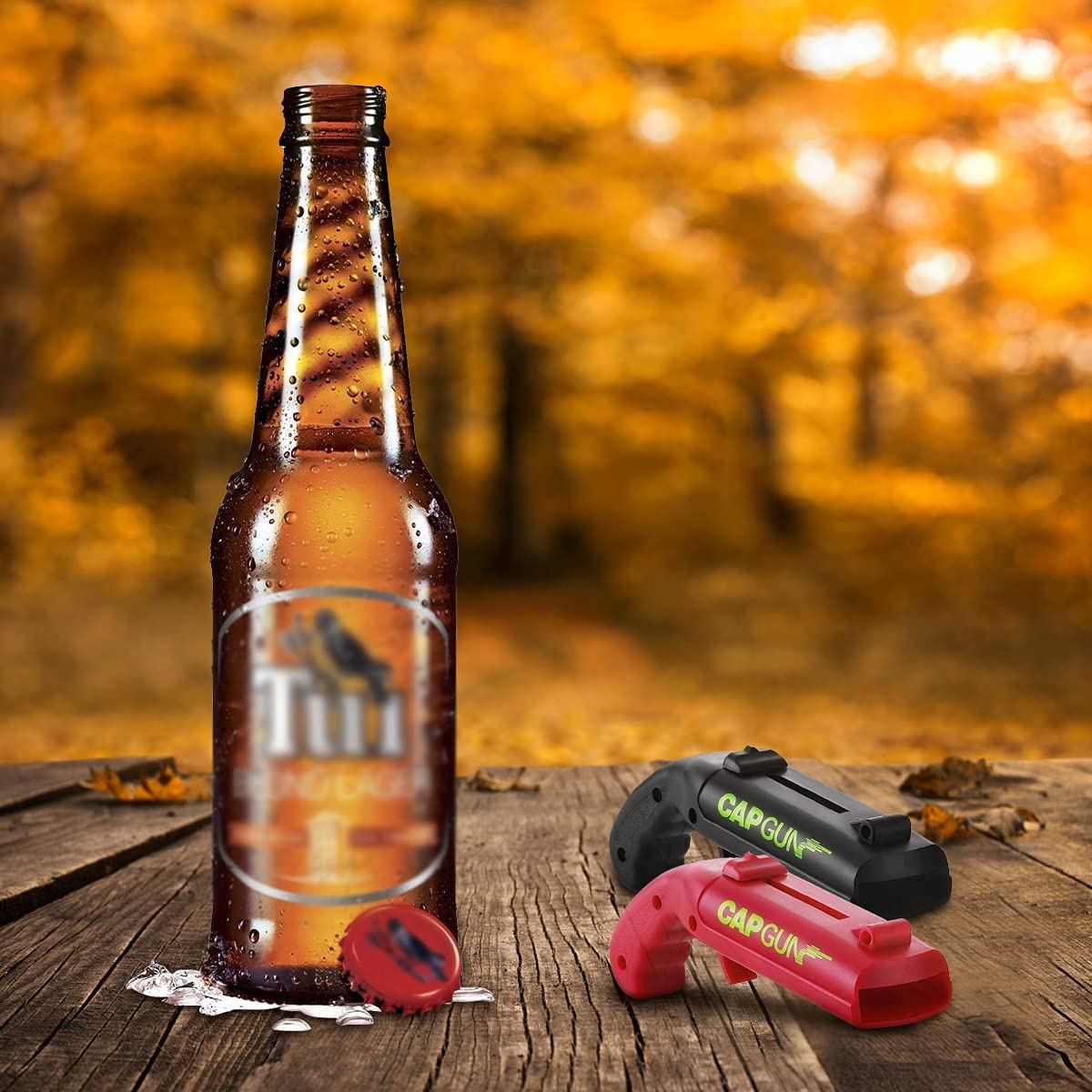 Cap Gun Flaschenöffner 2er Set - Lustiger Bieröffner Mit Schussfunktion