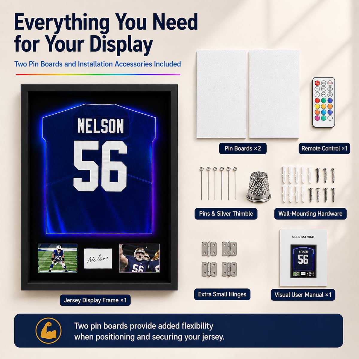 Snail 32"x24" Black LED Jersey Frame Case Displaying 2 Photos & A Signature image 5