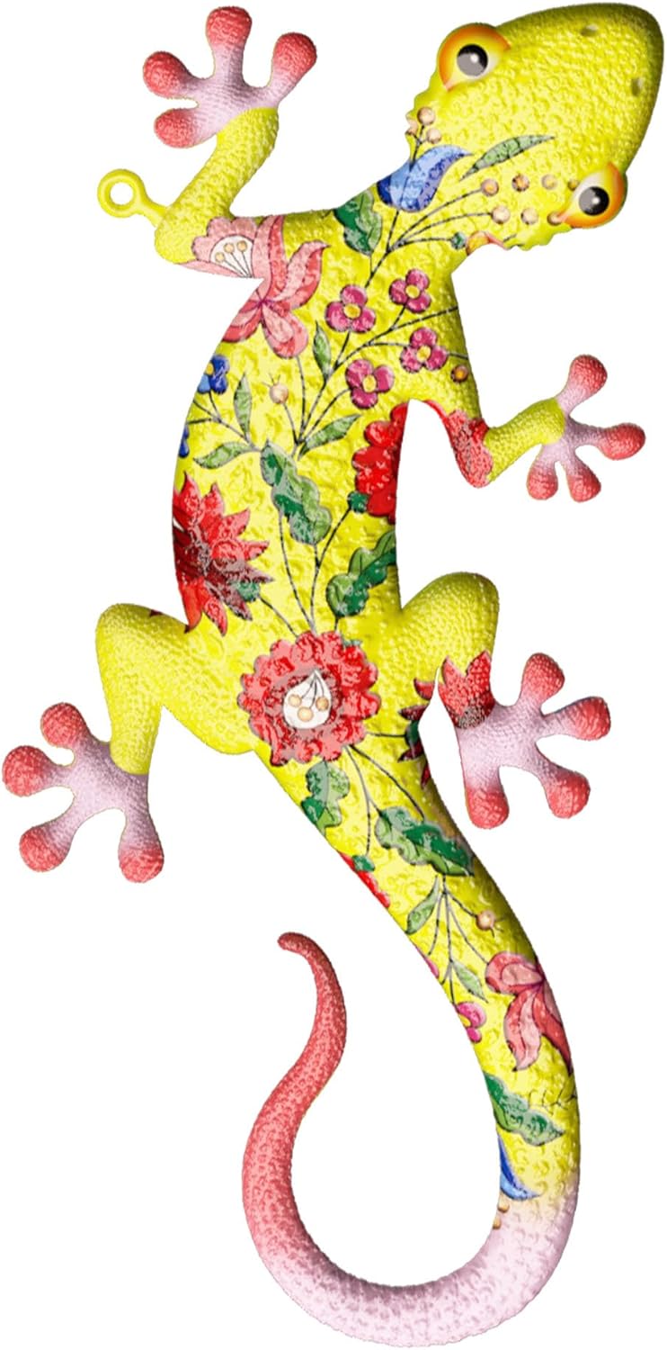 UXZCVIOhogardeck Metal Gecko Outdoor Wall Decor,4 Pack Lizard Wall Art Garden Sculptures & Statues Outdoor Spring Decor for Front Yard Fence Patio