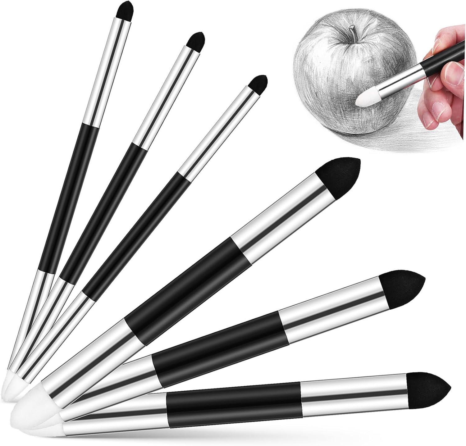 EPIGEIST 6Pcs Blending Stump for Drawing Comfortable Grip Blending Sponges for Art Illustration Journaling Painting Multi Purpose Sketch Tools for Artists and Students