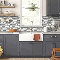 Vista 2 de STICKGOO Azulejos Adhesivos de Diseño Más Grueso para Protector contra Salpicaduras, 12"×12" Azulejos Adhesivos para Protector de Cocina, Azulejos