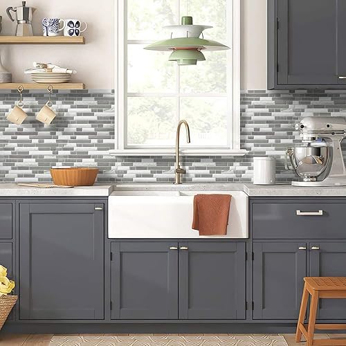 Vista 55 de STICKGOO - Azulejos autoadhesivos para loseta en muro, 12 x 12 pulgadas, azulejos autoadhesivos para loseta en muro de cocina y baño