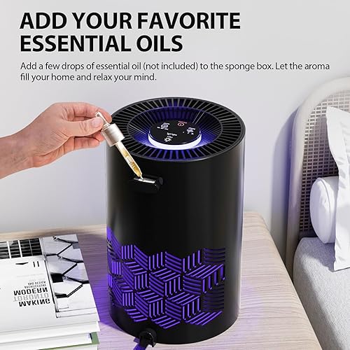 Miniatura 5 de FreAire Purificadores de aire para dormitorio, purificadores de aire para el hogar con luces, el purificador de aire HEPA elimina el polvo, humo,