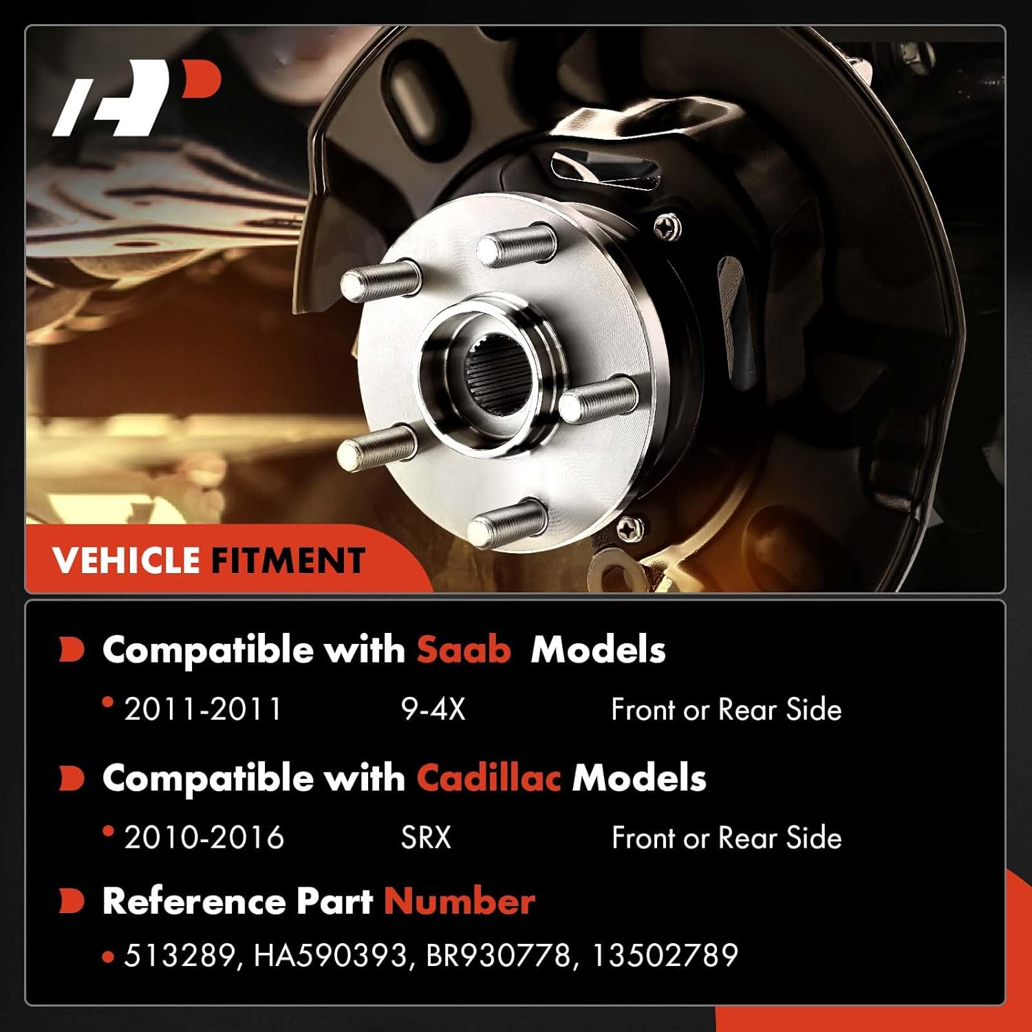 A-Premium 2 x Front or Rear Wheel Bearing and Hub Assembly with 6-Lug Compatible with Cadillac SRX 2010-2016, Saab 9-4X 2011