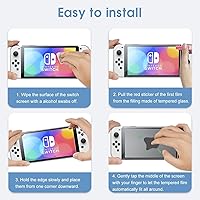 Vista 8 de XINRUISEN Paquete de 2 protectores de pantalla para Nintendo Switch Oled 2023, protector de pantalla de vidrio templado para Nintendo Switch OLED