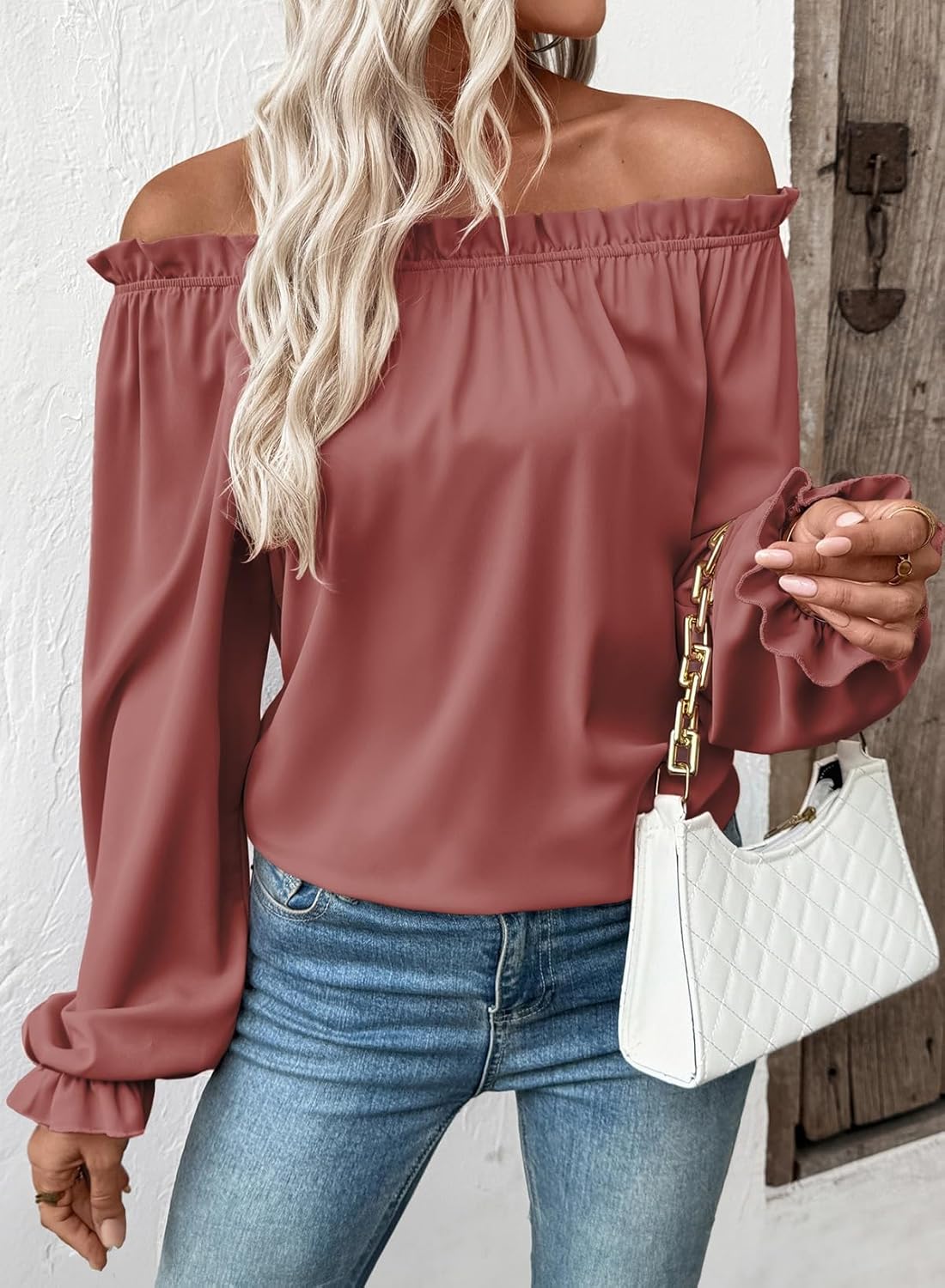 EVALESS Womens Tops Off The Shoulder Blouses for Women Dressy Casual Cute Puff Sleeve T Shirts Fashion 2026 - Image 2