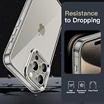 JETech Case for iPhone 15 Pro 6.1-Inch, Non-Yellowing Shockproof Phone Bumper Cover, Anti-Scratch Clear Back (Natural Titanium)