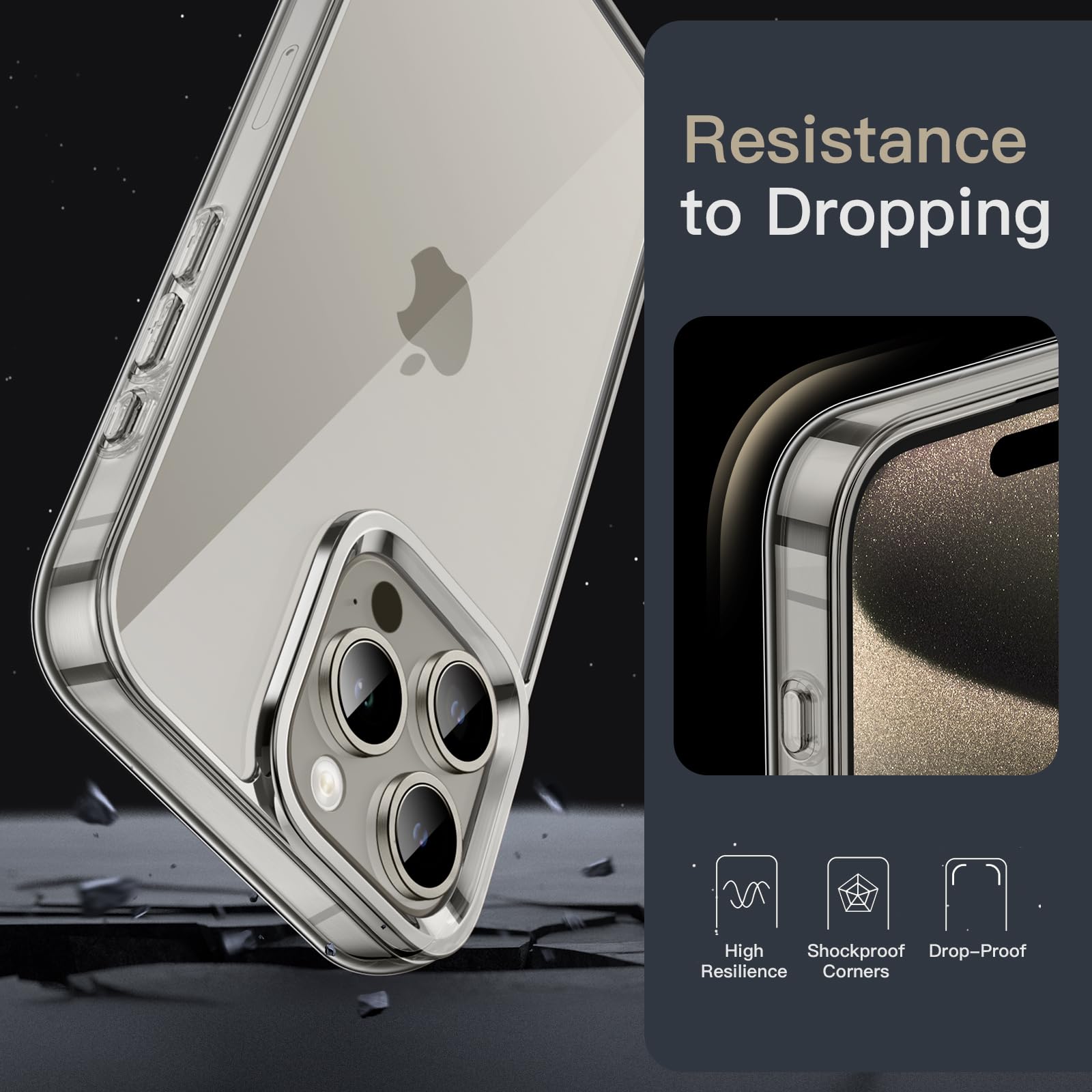 JETech Cover per iPhone 15 Plus 6,7 Pollici, Anti Ingiallimento Custodia con Antiurto, Anti-Graffio e Retro Trasparente (Verde