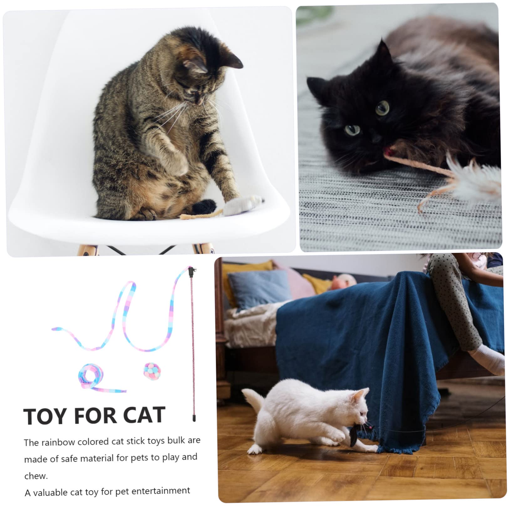 Happyyami 5 Ensembles Chat taquin Chat Teaser de Chat Interactive Cat Toy Chat Jouet à Ressort Accessoires de de Chat Jouet pour Chat ver Animaux Printemps annexe