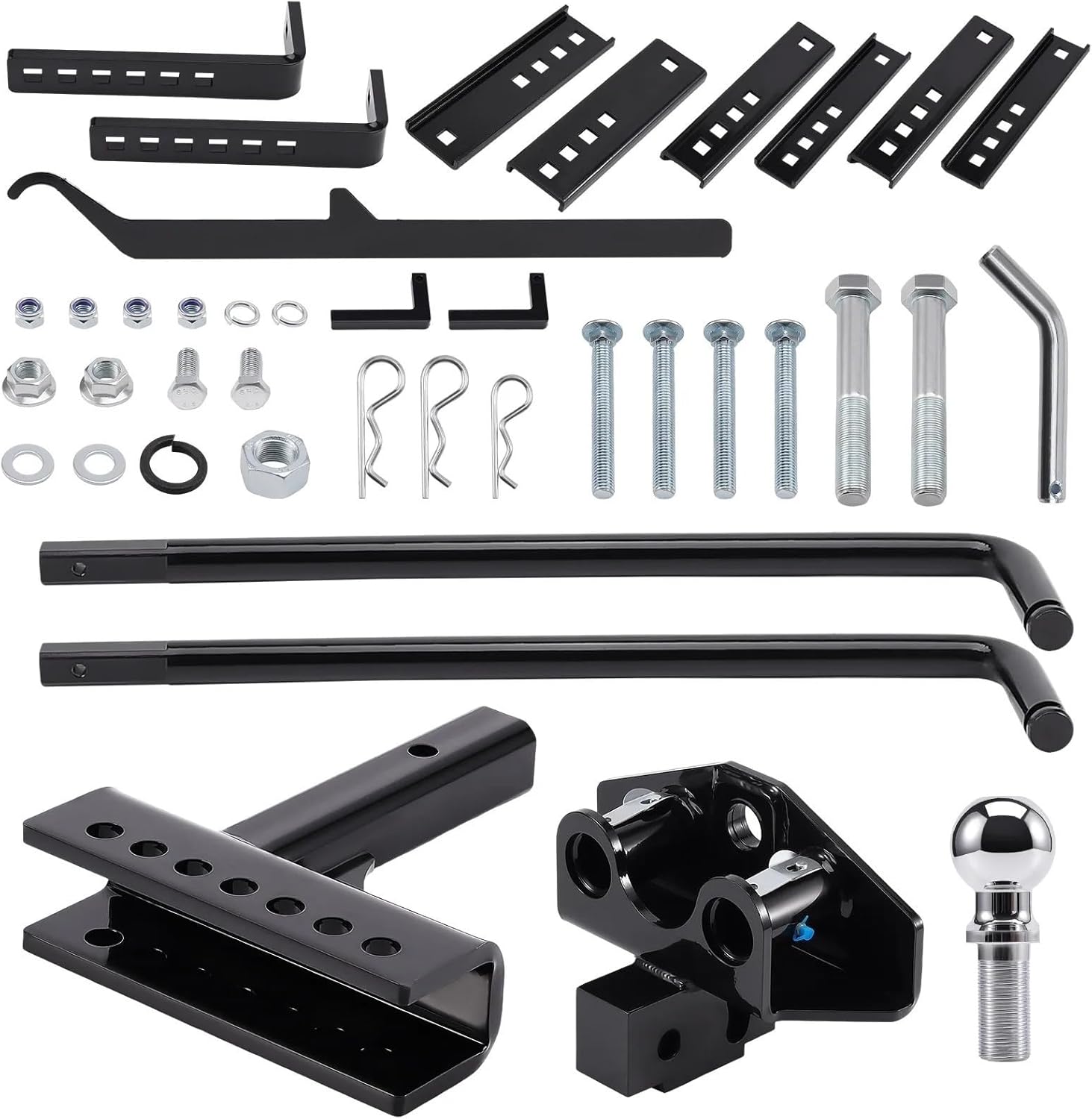 1 1000/1500 Lbs Distribution Hitch Load Leveling 2.5 Inch Drop, 6.5 in Heavy Duty Weight Distributing Hitch