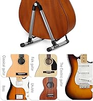 Vista 6 de Donner Soporte para Guitarra, Soportes Plegables Ajustables para Guitarra Acústica Eléctrica, Soporte de Viaje de Metal Clásico para Bajo