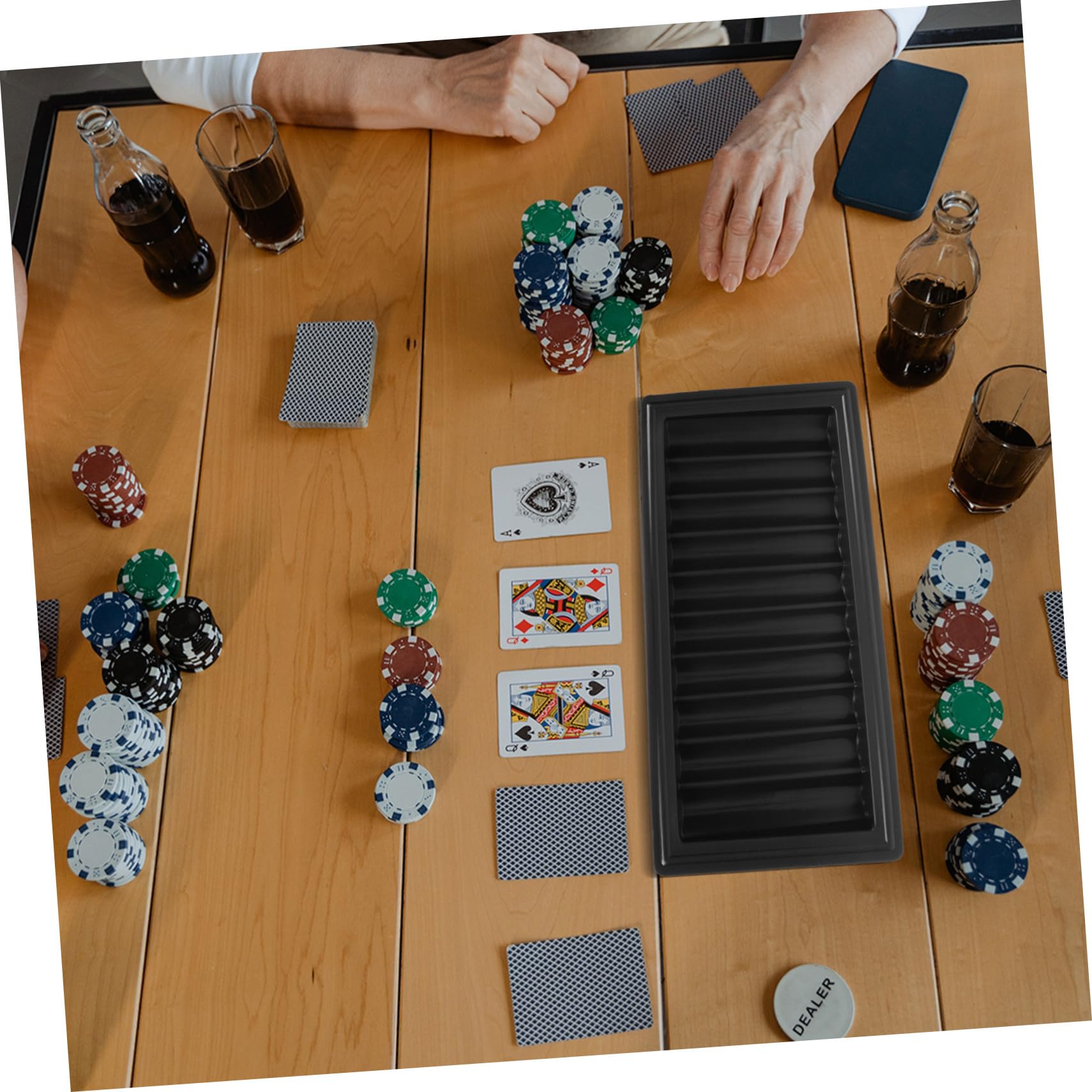 Mipcase Porta Chip da Poker in Plastica Nero per 500 Pezzi Base Piatta Organizer Semplice per Giochi da Tavolo e Accessori