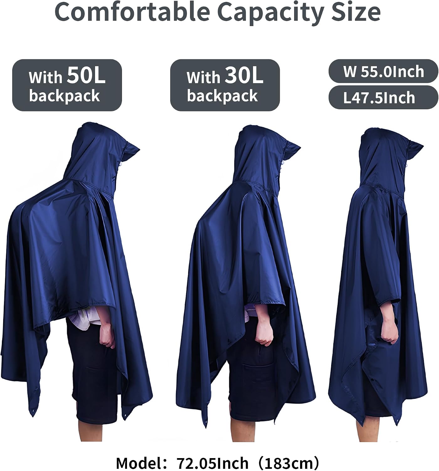 3-in-1 Unisex Camping Rain Poncho with hooded, Shelter & Ground Sheet
