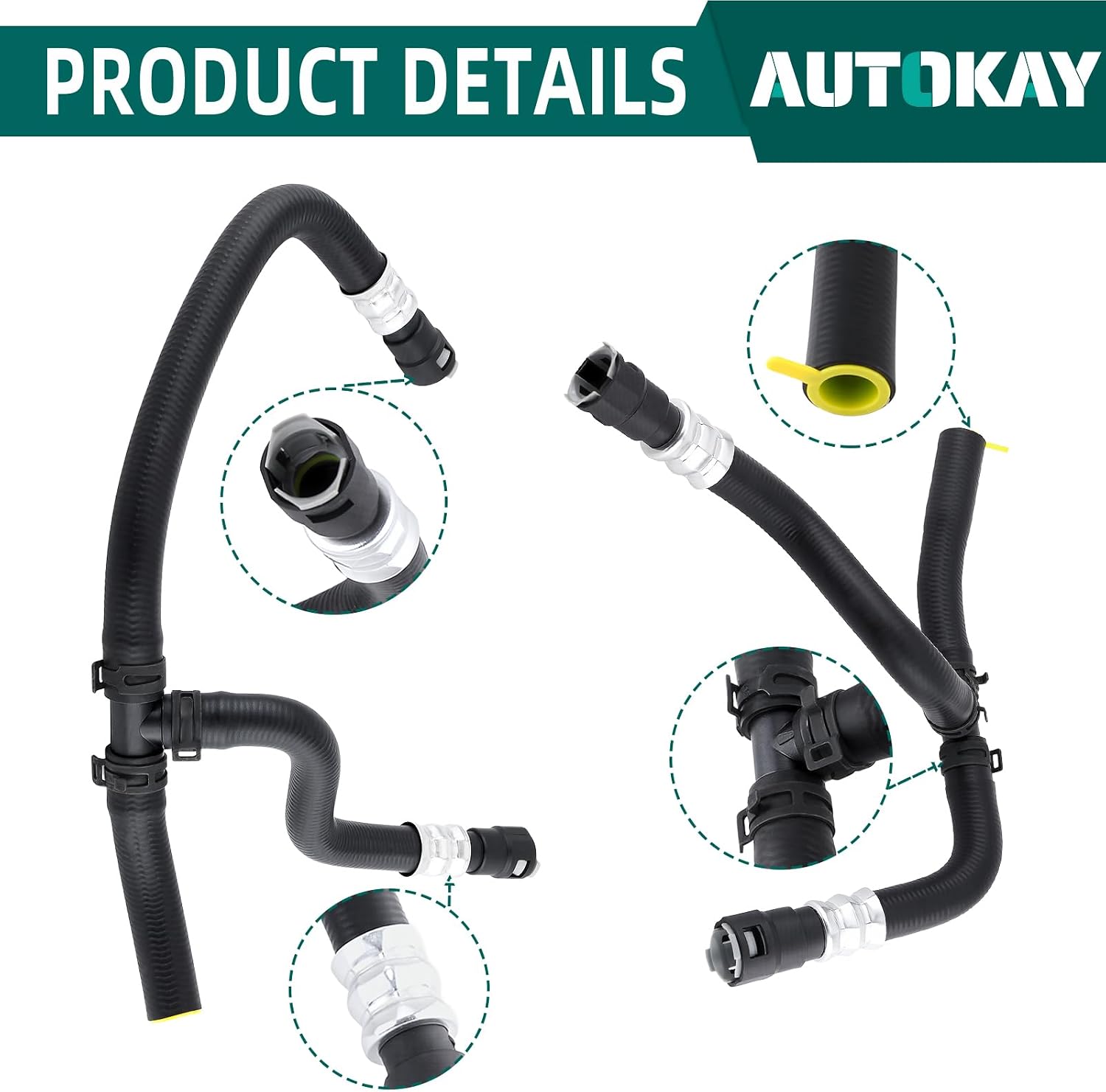 AUTOKAY 20765678 Heater Hose Set Fits for GMC Acadia Limited 3.6L 2007-2017 for Buick Enclave 2008-2017 for Saturn Outlook 2007-2010 for Chevrolet Traverse 2009-2017 RE# 25862087 25862088 626-562