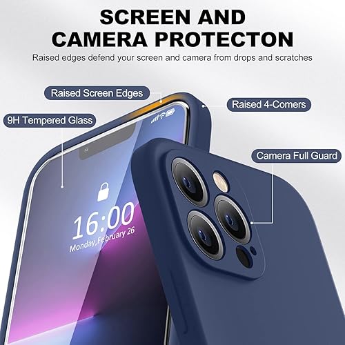 Miniatura 884 de BossKiss Funda compatible con iPhone 14 Pro, silicona mejorada [protección de cámara] [2 protectores de pantalla 9H], forro interior de microfibra