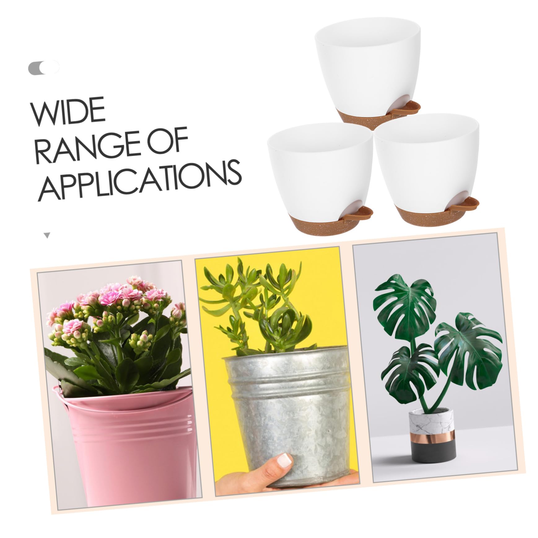BESTonZON 3 Stück Teiliges Selbstbewässernde Blumentöpfe für Zimmerpflanzen Automatisches Bewässerungssystem für Kräuter und Blumen für Büro und Wohnzimmer Dekorative Pflanzgefäße