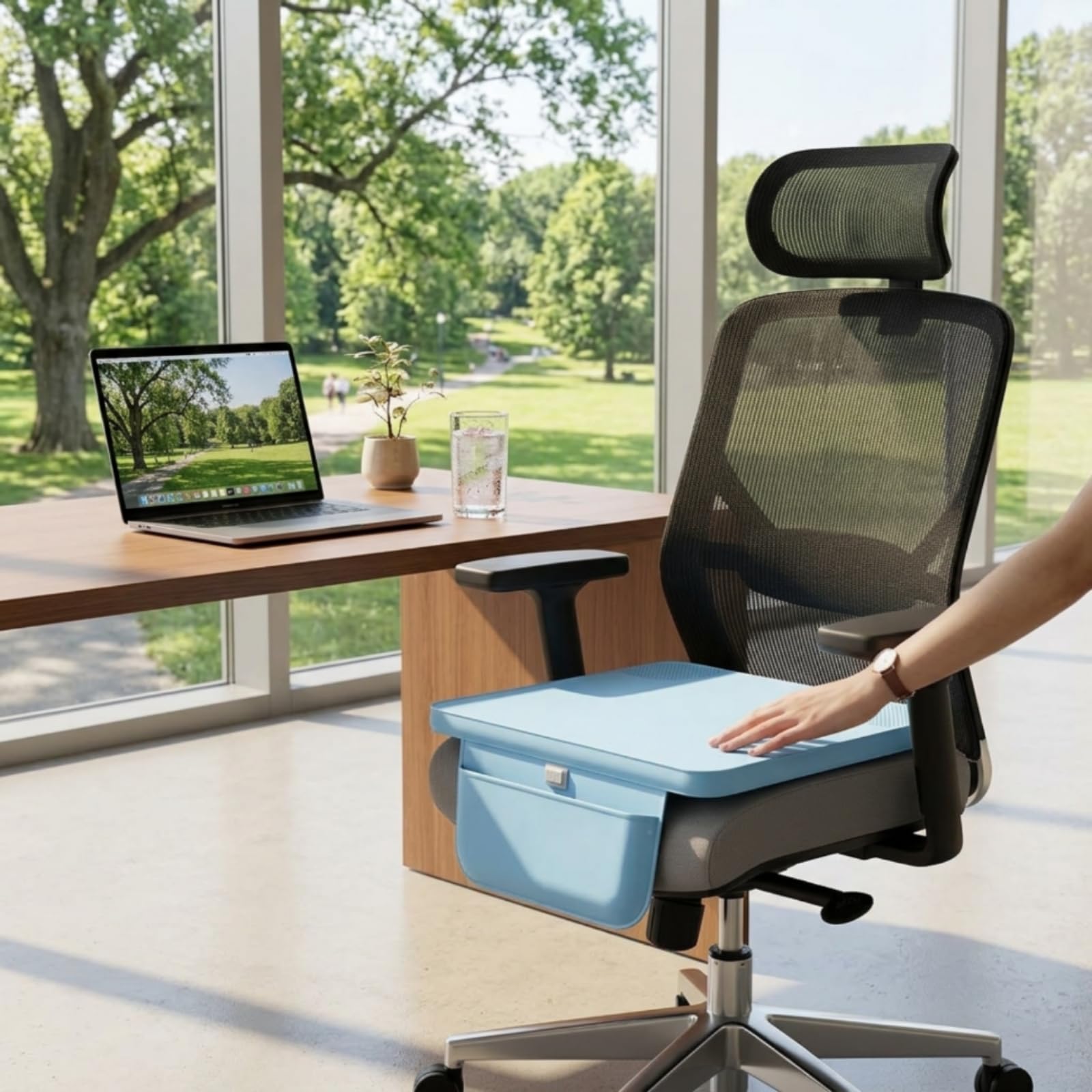 Gralara Cuscino Rinfrescante con Tasca Sottile Cuscino Traspirante Tappetino Rinfrescante per Viaggiatori, Auto