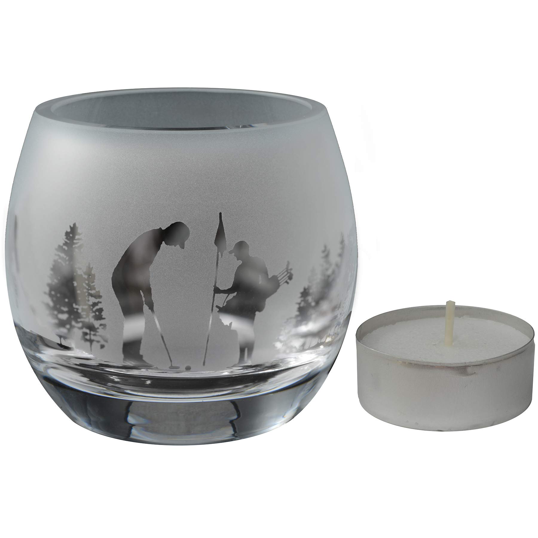Milford Collection Animo Glass Small Crystal Sport Glass Tealight Candle Holder - Golf