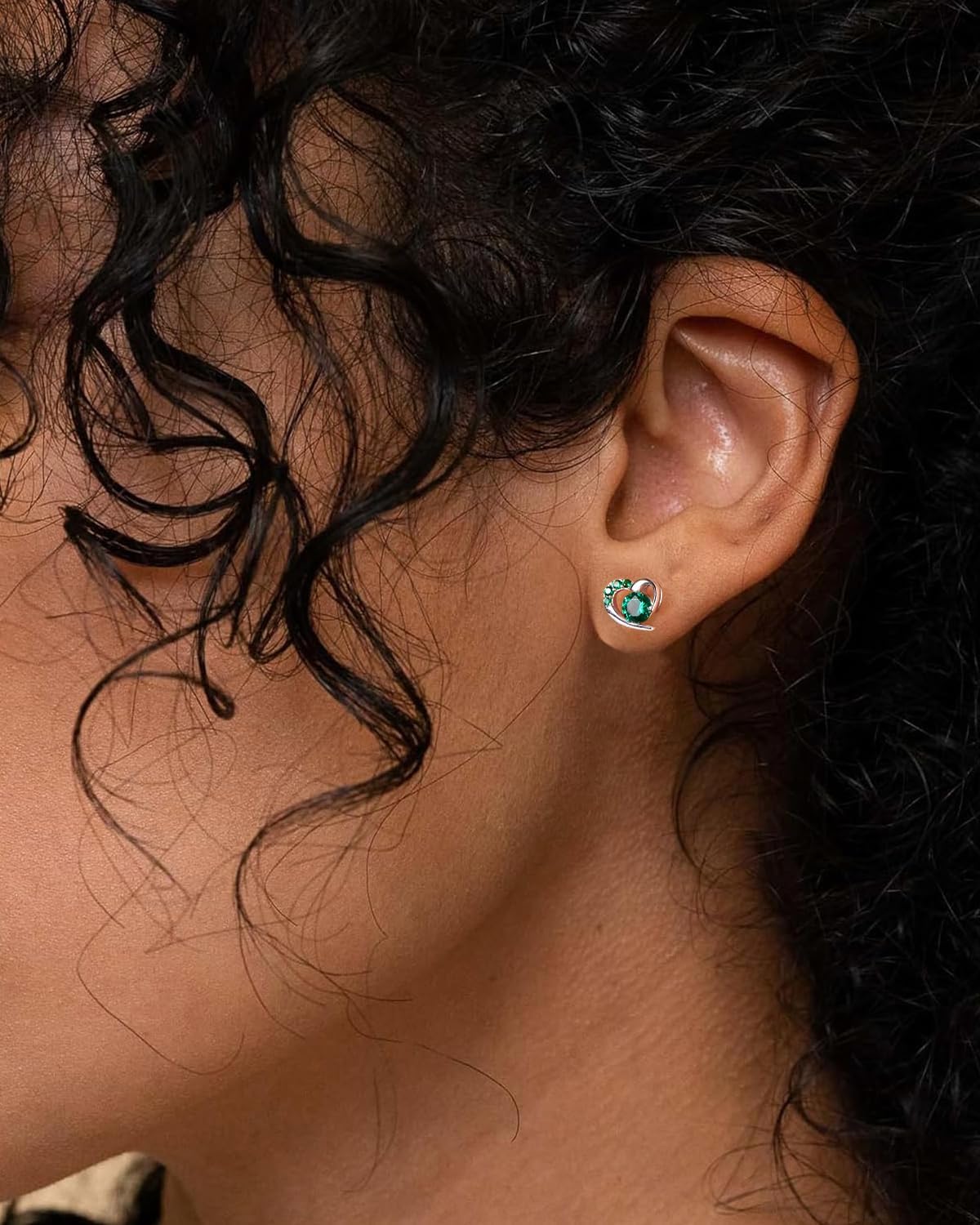 DAYBYDAY Dainty Heart Earrings for Women Hypoallergenic 925 Sterling Silver Moissanite/Ruby/Sapphire/Emerald/Aquamarine Heart Stud Earrings - Image 3