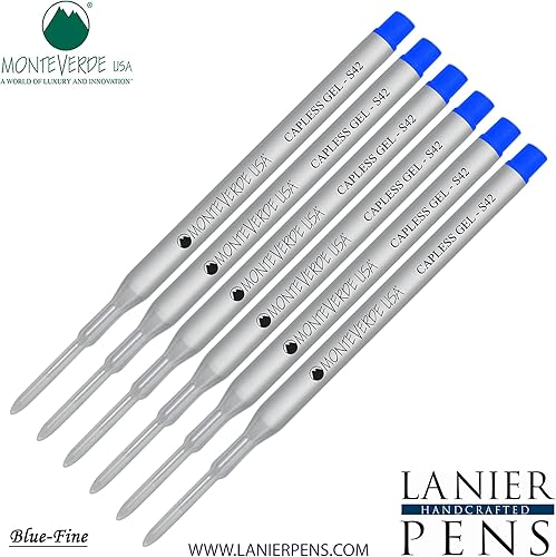 Miniatura 3 de Lanier - Paquete combinado de 6 unidades, repuesto de tinta de gel Monteverde® S42 sin tapa compatible con la mayoría de bolígrafos estilo