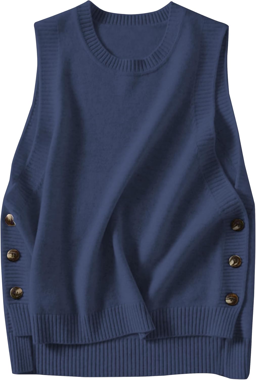 HangNiFang Women's Round Neck Sleeveless Pullover Ribbed Knit Sweater Vest Top