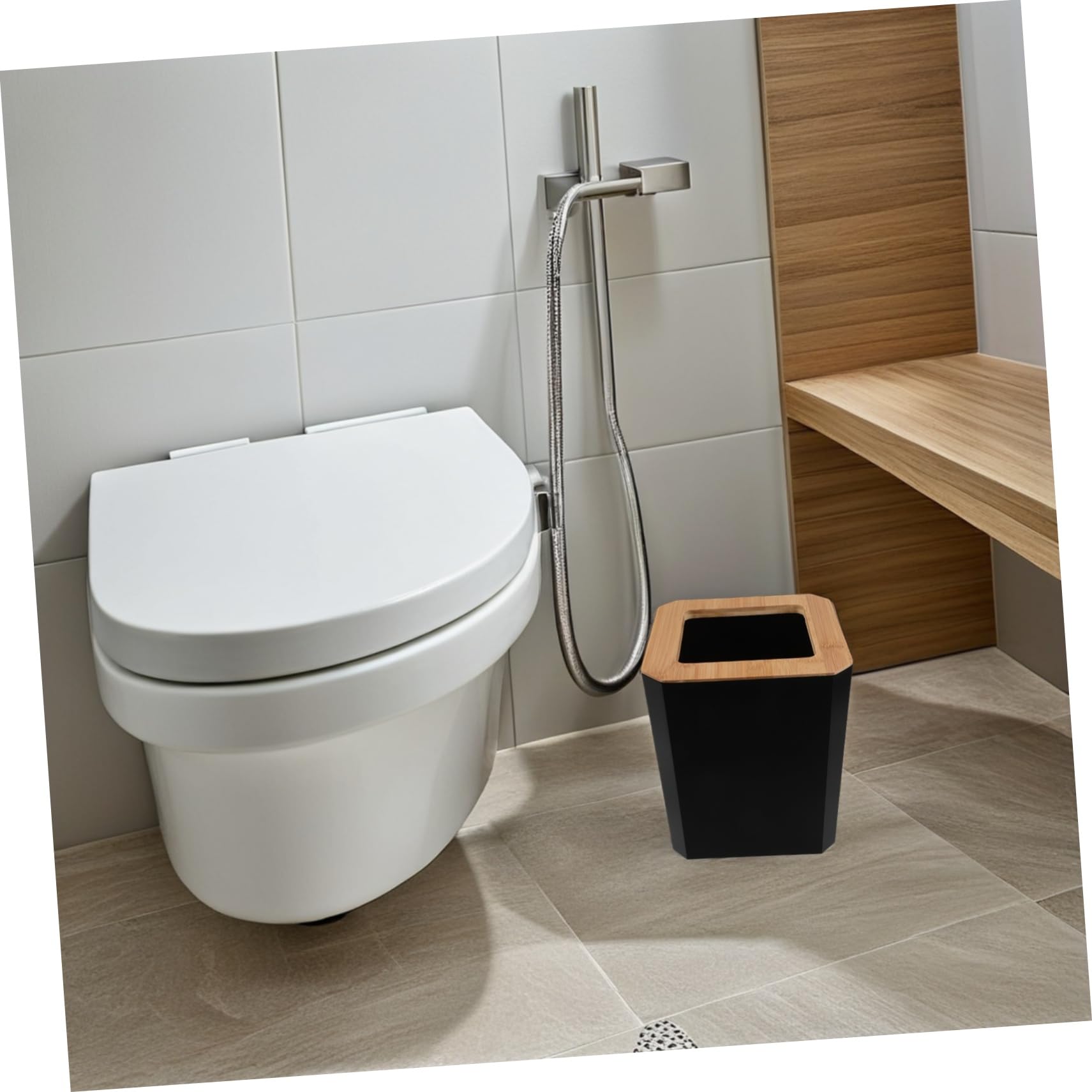 Cabilock Baño Dispensador de Jabón y Accesorios para Baño de Bambú Incluye Soporte para Cepillo de Dientes Bandeja de Jabón y Vaso de Casa o Hotel Juego de Accesorios