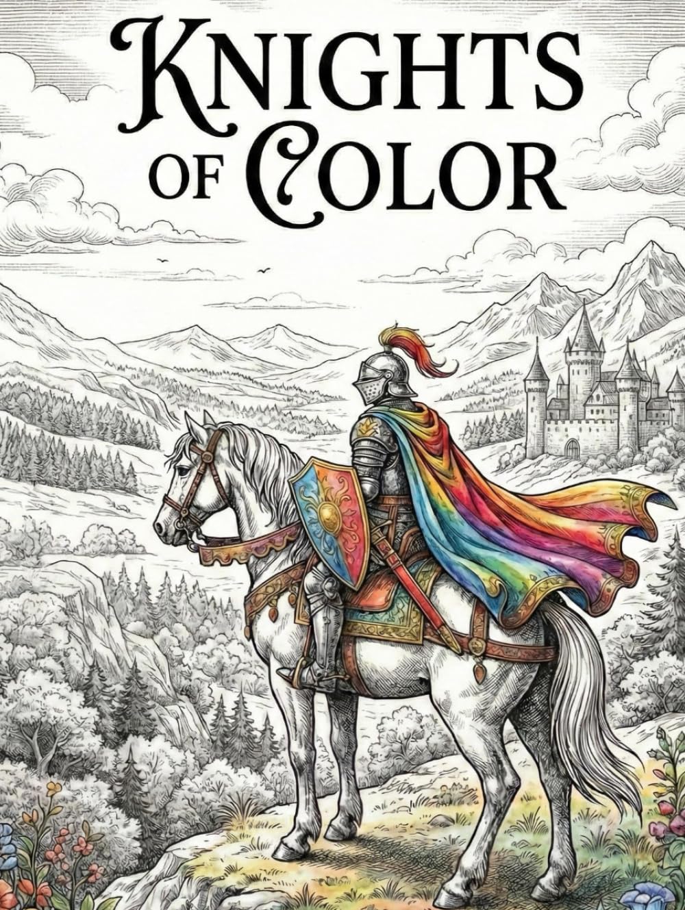 Livre de coloriage pour adulte chevaliers et destriers médiévaux anti-stress