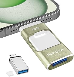 512GB USBメモリ【アプリ不要・アルバムから写真保存】4in1 Phone USBメモリー スマホ データ保存 外付けメモリ iOS/Type-C/USB/Micro USB搭載 大容量 フラッシュメモリ 高速 データバックアップ 外付けストレージ スライド式 携帯容量不足解消 グリーン