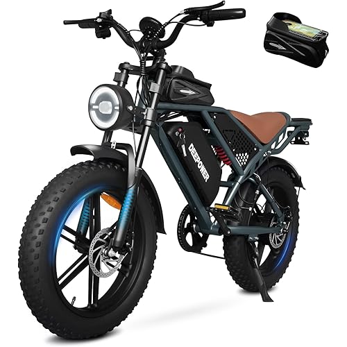 DEEPOWER Electric Bike for Adults,1500W/3500W Peak Motor,30MPH Electric Bicycle,48V 20AH/35AH/60AH Battery,35-180 Miles,20" Fat Tire Ebike, Shaman0 7-Speed Electric Dirt Bike