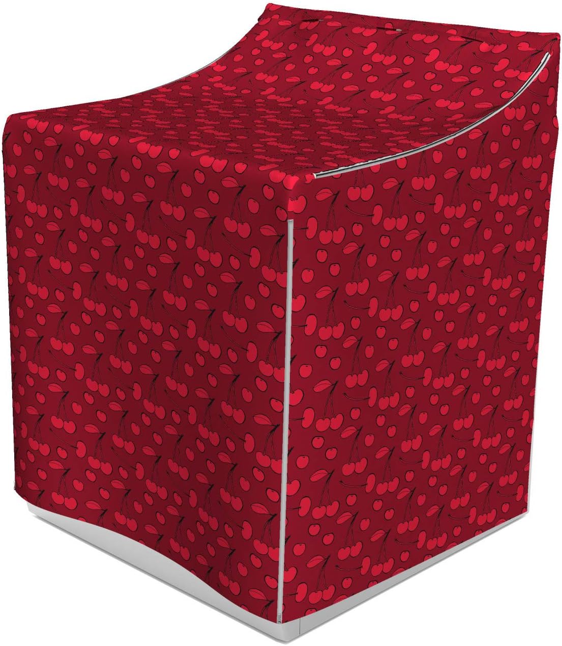 Ambesonne Fruit Cover for Washer and Dryer, Monochromatic Abstract Composition of Repetitive Reddish Cherry Fresh Leafs, Easy Use Bathroom Laundry Decor Accent, 29" x 28" x 40", Ruby and Dark Pink