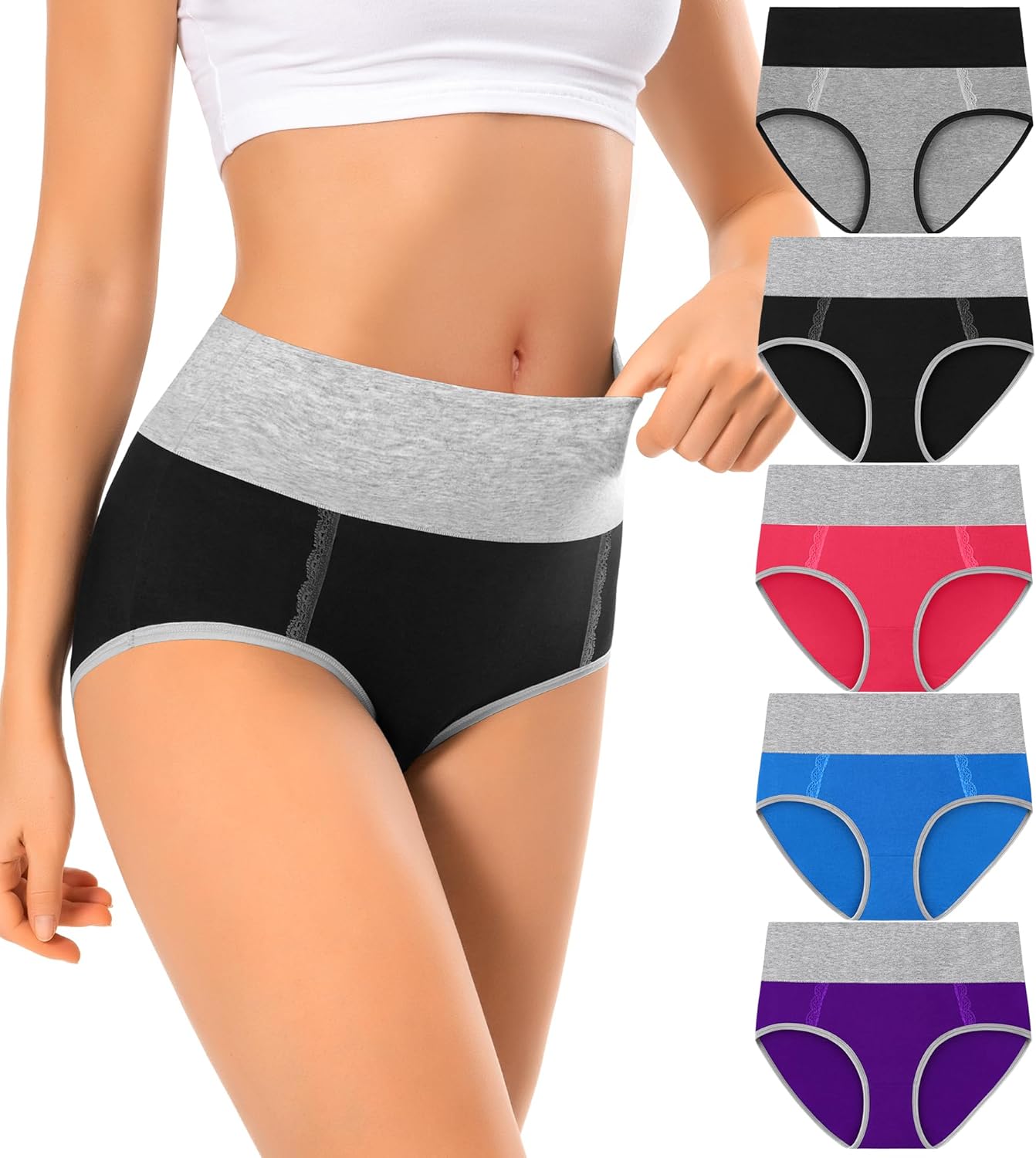 Cotton Underwear High Waisted Womens Full Coverage Ladies Comfy Panties (Regular & Plus Size)